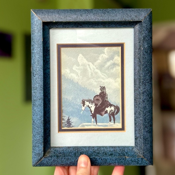 Other - VTG Native On Horseback Howling Wolf Cloud Spiritual Framed Tribal Wall Art